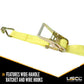 2" x 11' Car Carrier Ratchet Strap w/ Wire Hooks  & 3 Rubber Cleats - 4 Pack