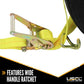 Car Carrier Wheel Strap w/ Wire Hooks & Adj Rubber Blocks & Ratchet - 4 Pack