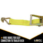 Car Carrier Wheel Strap w/ Wire Hooks & Adj Rubber Blocks & Ratchet - 4 Pack