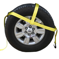 Yellow Adjustable Tow Dolly Strap with 2" Top Strap and Flat Hook