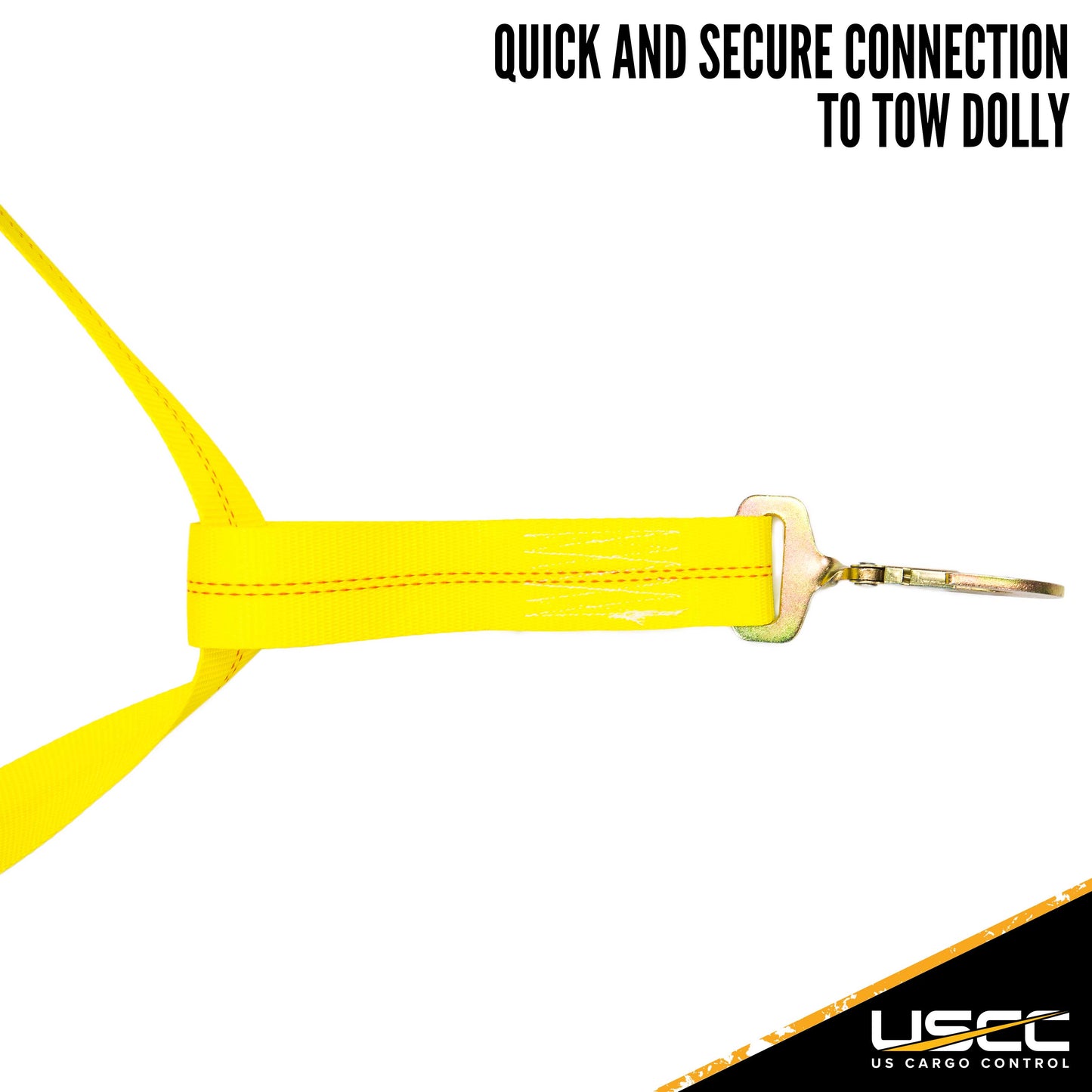 Yellow Adjustable Tow Dolly Strap with 4" Top Strap and Twisted Snap Hook - 2 pack