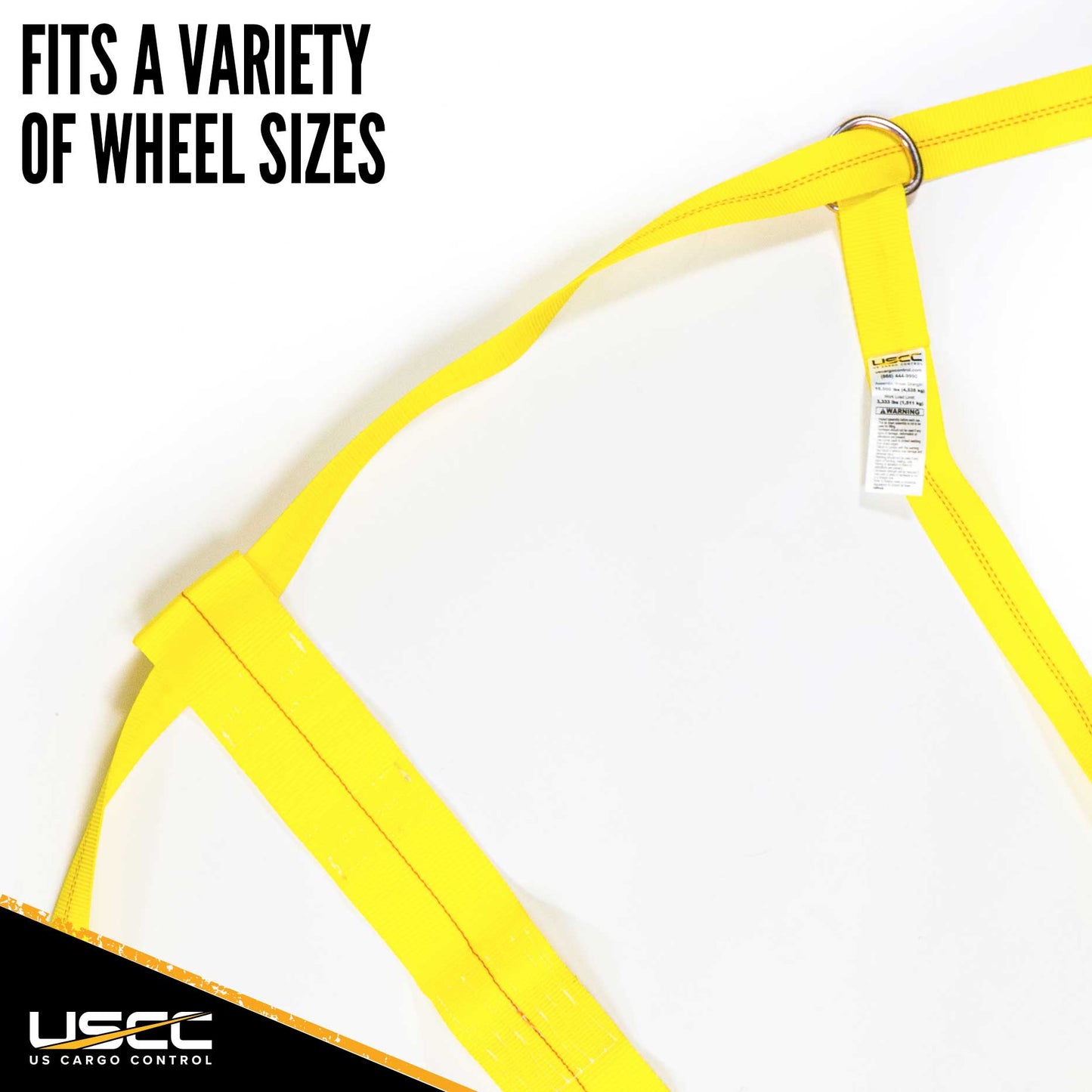 Yellow Adjustable Tow Dolly Strap with 4" Top Strap and Twisted Snap Hook - 2 pack