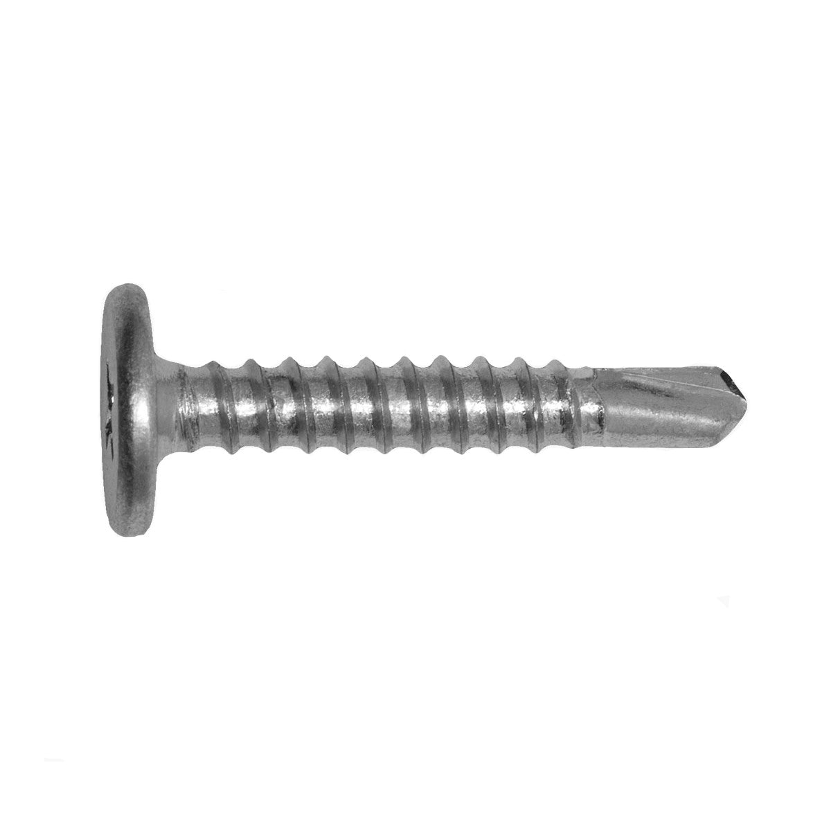 #10 x 1 inch Pancake Head Metal to Metal ST Clip Screw Carbon Steel Pkg 250