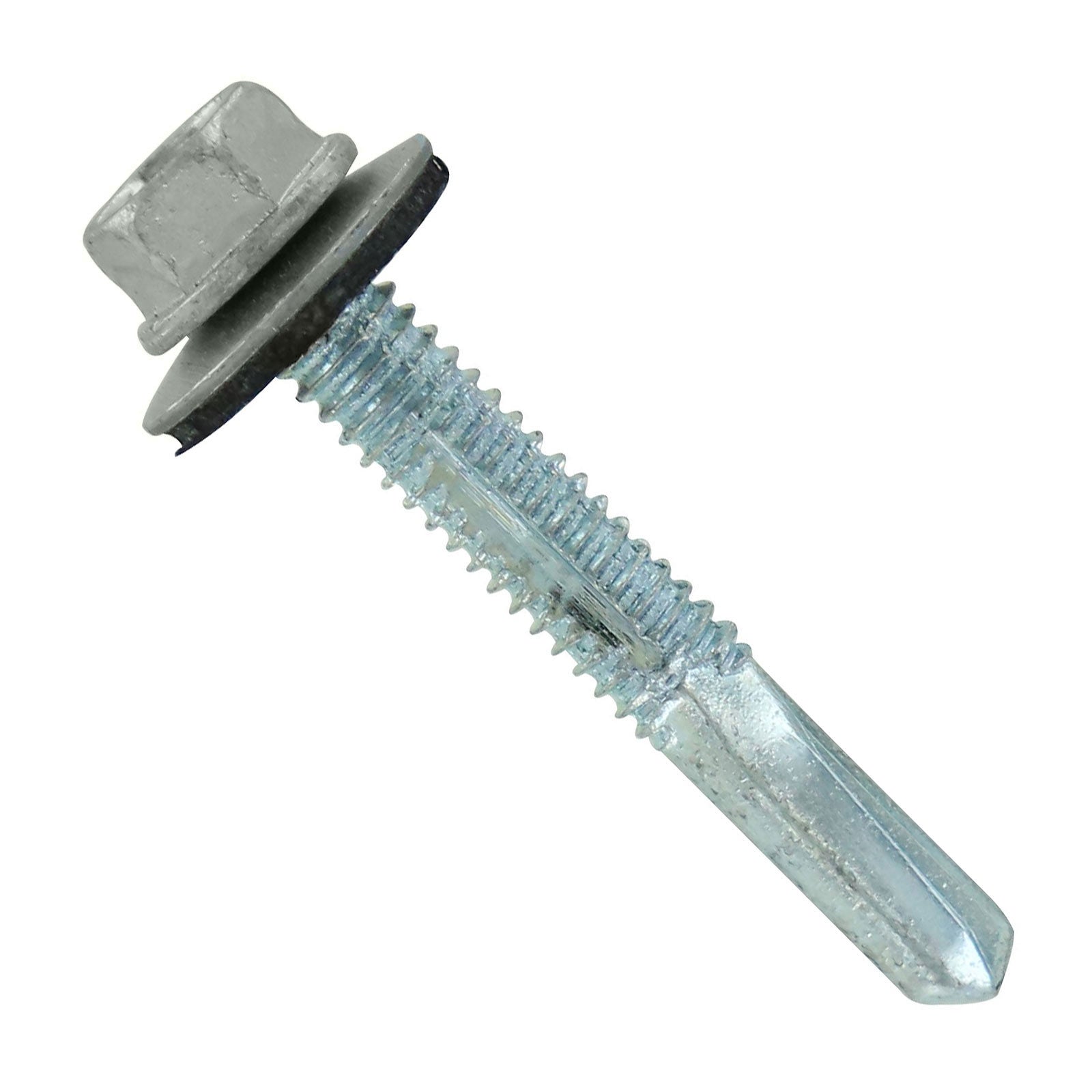 #12-24 x 1-1/2 HG Steelbinder Metal Roofing Screw - Bright White, Pkg 250