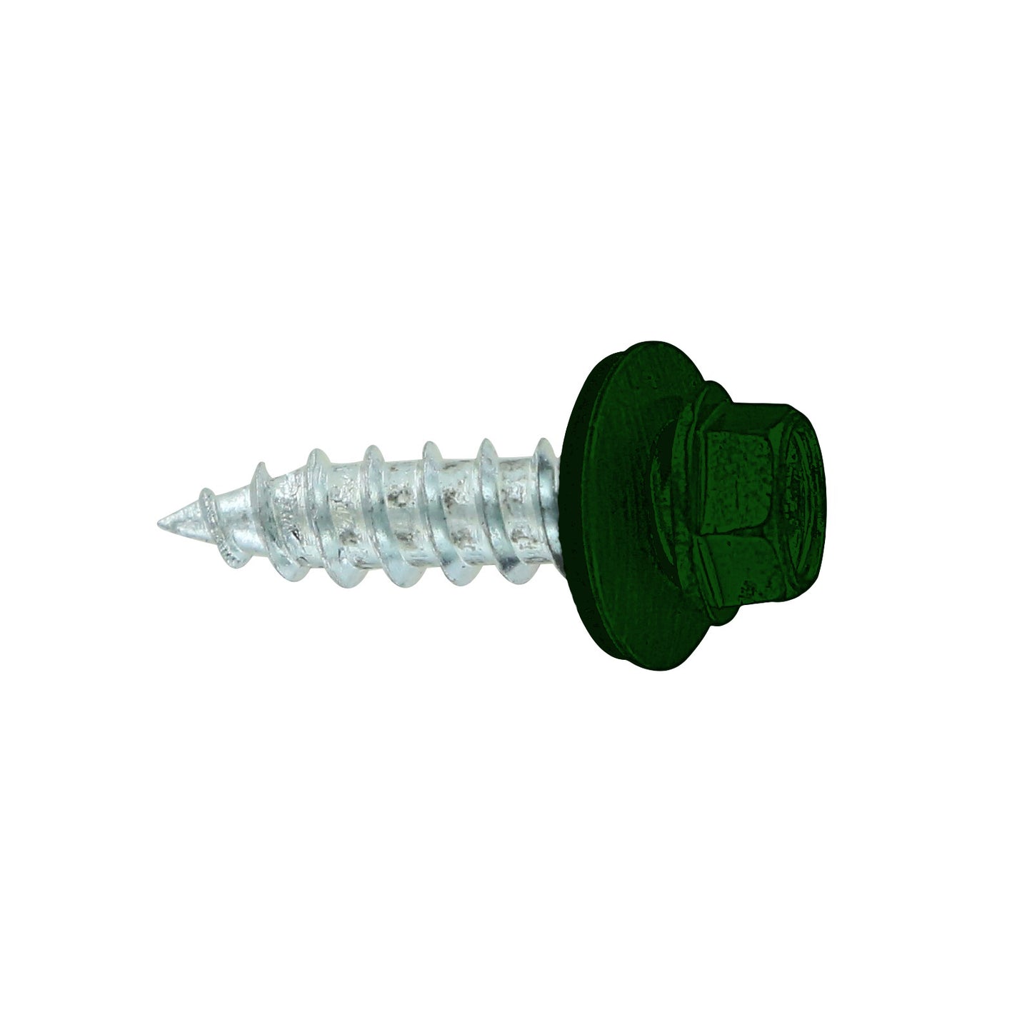 #14 x 1 inch #14 Type 17 Woodbinder Metal Roofing Screw Forest Green Pkg 250 image 1 of 2