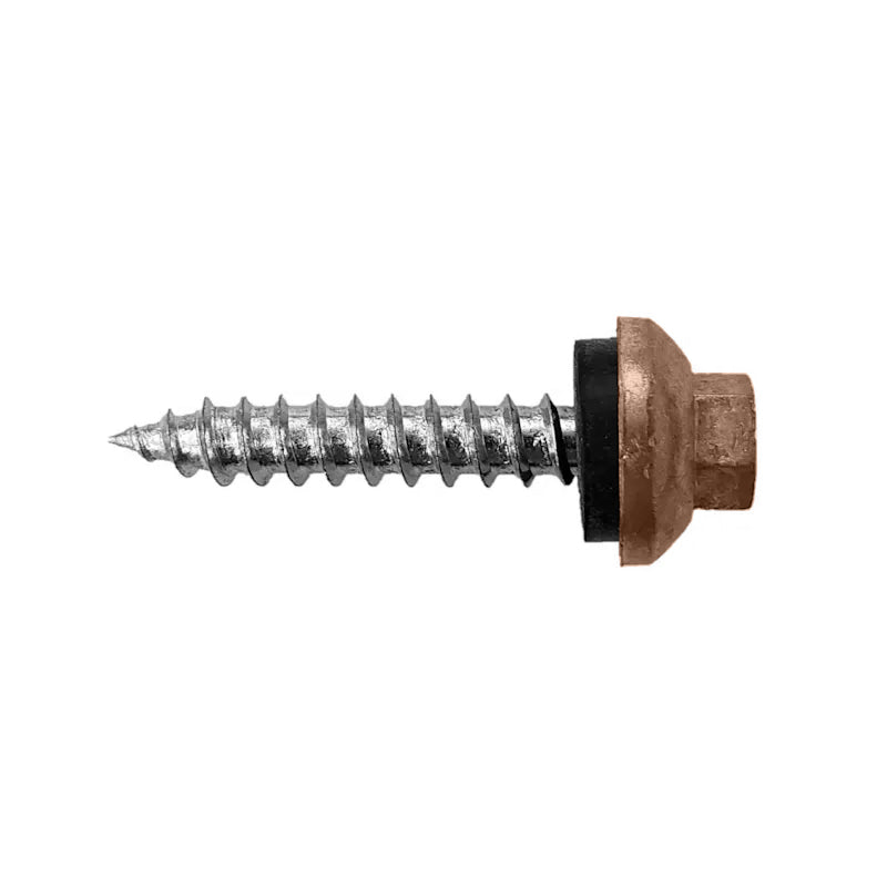 #14 X 112 inch ZXL Tapping Woodbinder Metal Roofing Screw Brown Pkg 250