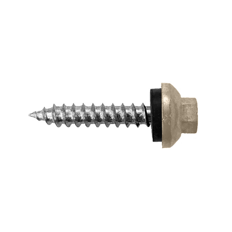 #14 X 112 inch ZXL Tapping Woodbinder Metal Roofing Screw Light Stone Pkg 250