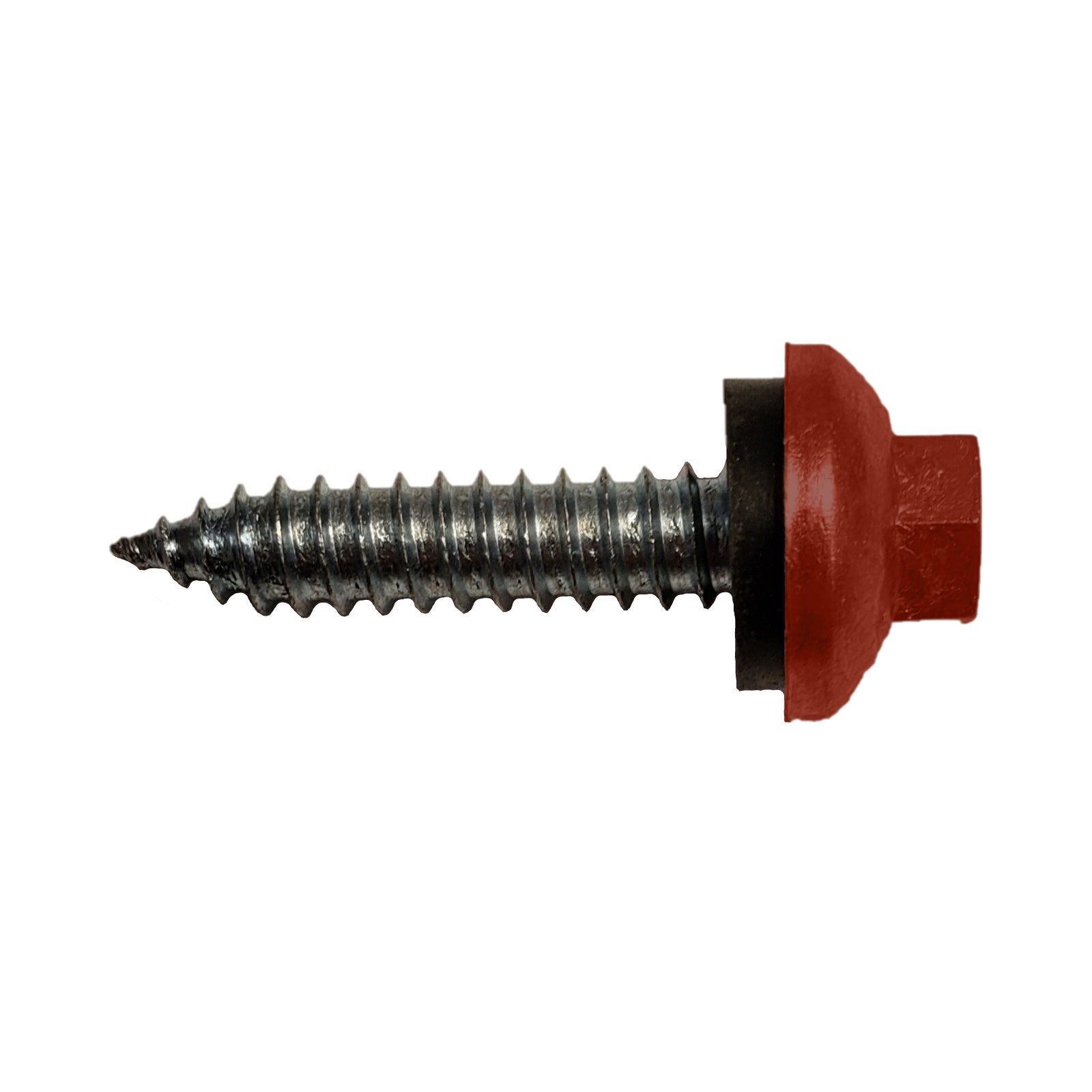 #14 x 114 inch ZXL Tapping Steelbinder Metal Roofing Screw Rustic Red Pkg 250