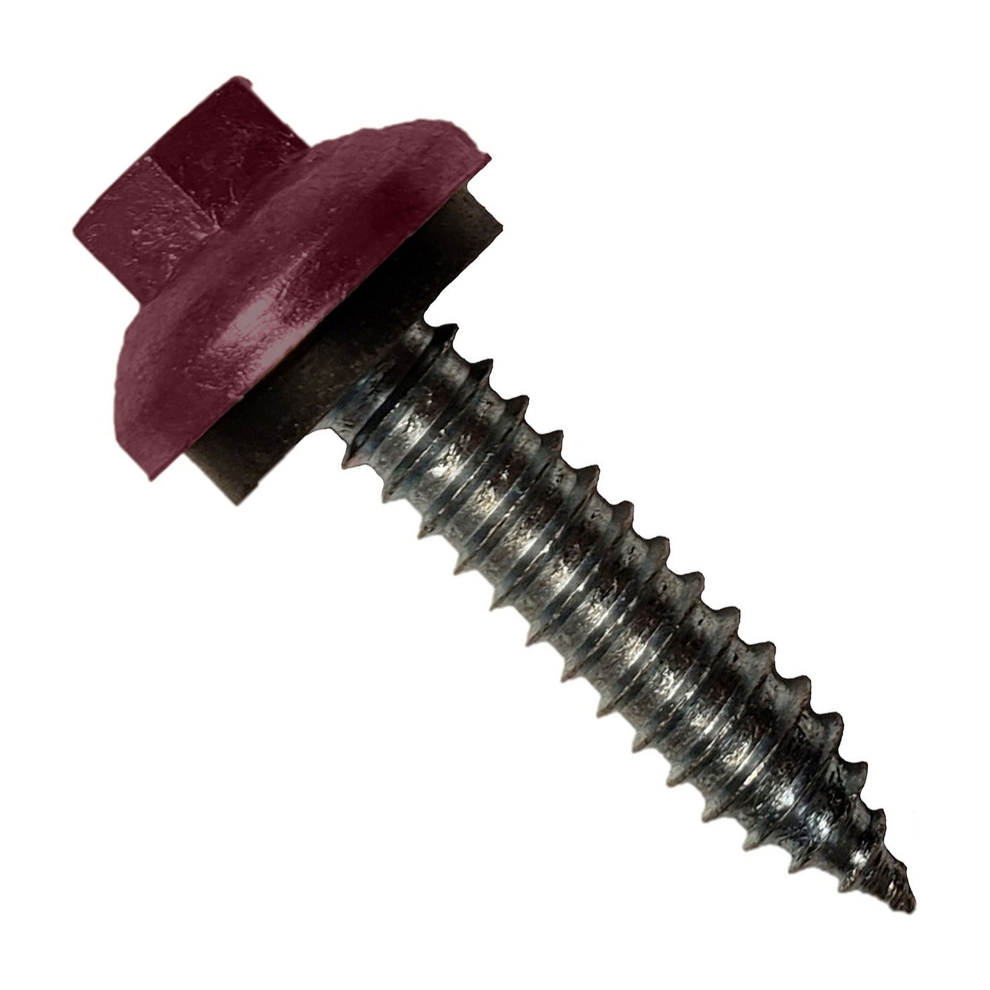 #14 x 114 inch ZXL Tapping Steelbinder Metal Roofing Screw Burgundy Pkg 250