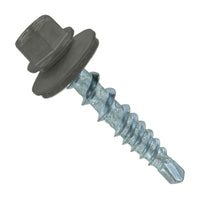 #10 X 1" Kwikseal Woodbinder Metal Roofing Screw - Burnished Slate, Pkg 250