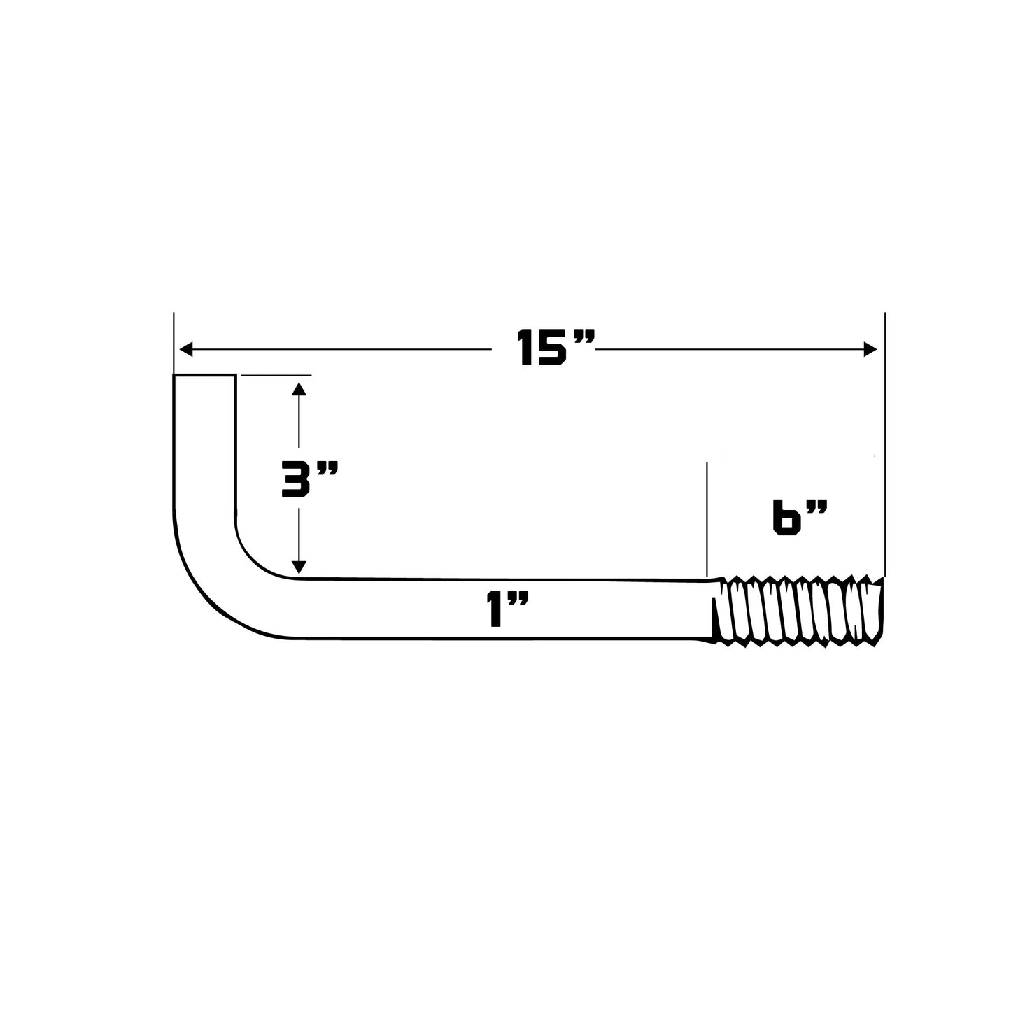 1" x 15" L-Bolt Concrete Anchor Bolts