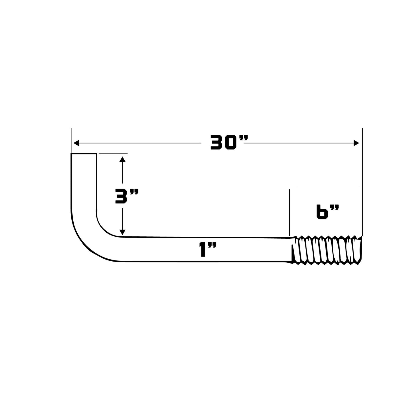 1" x 30" L-Bolt Concrete Anchor Bolt