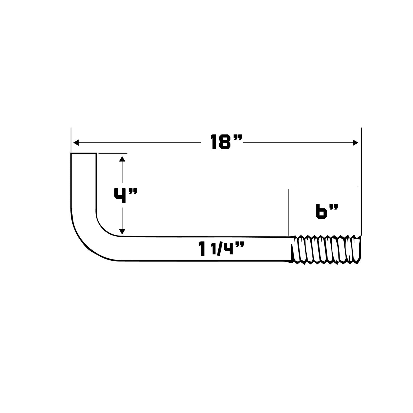 1-1/4" x 18" L-Bolt Concrete Anchor Bolts