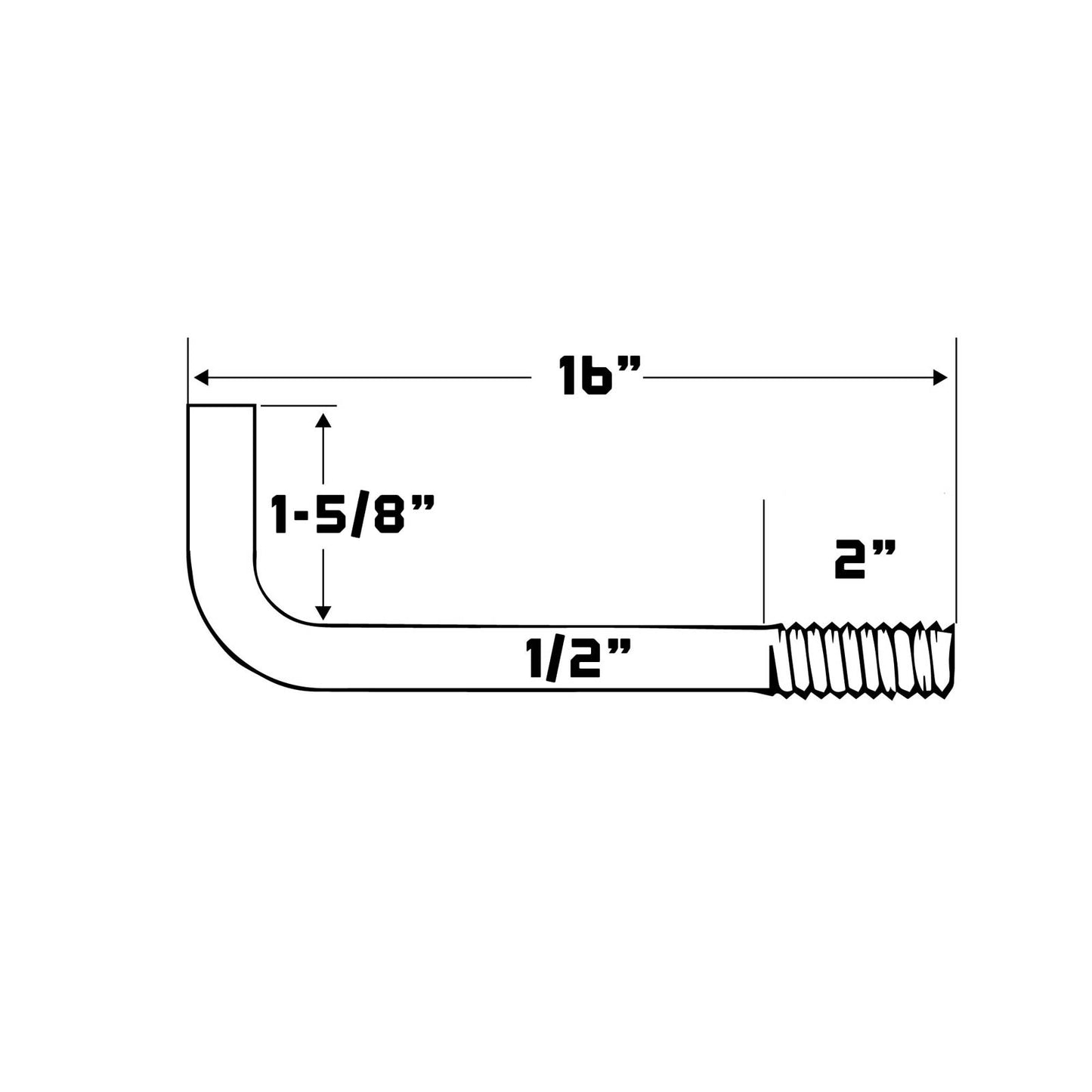 1/2" x 16" L-Bolt Plain