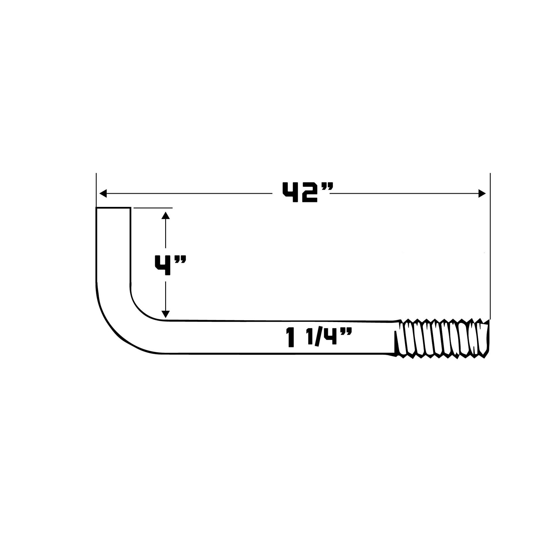 1-1/4" x 42" L-Bolt Galvanized Concrete Anchor Bolts