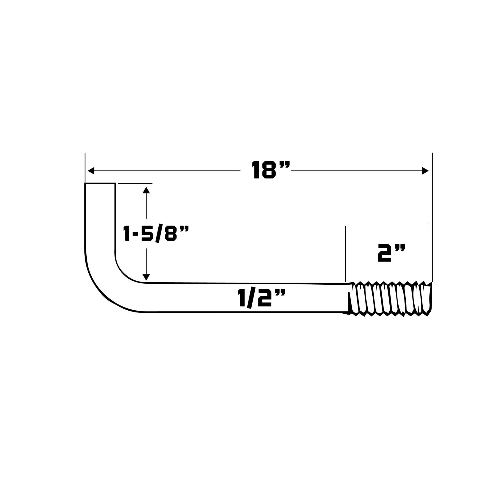 1/2" x 18" L-Bolt Galvanized Concrete Anchor Bolts