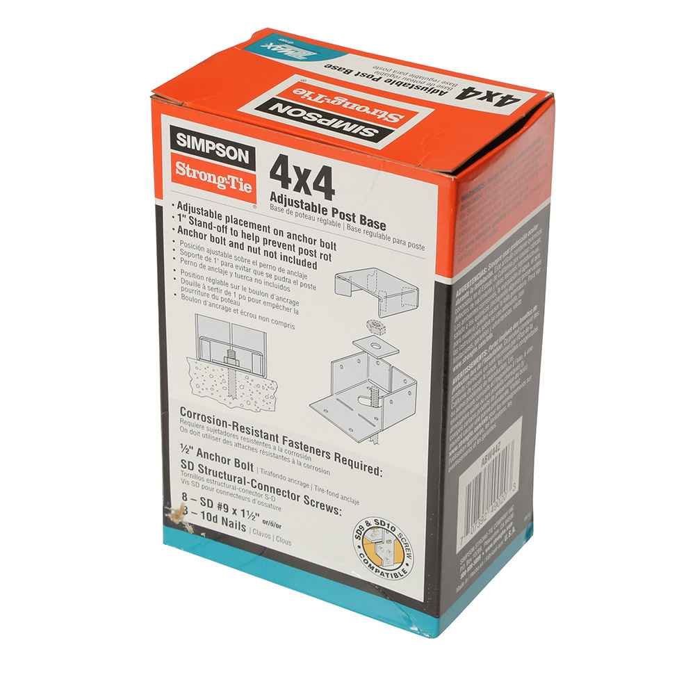 Simpson ABA44Z 4x4 Adjustable Post Base - Zmax Finish – Fasteners Plus