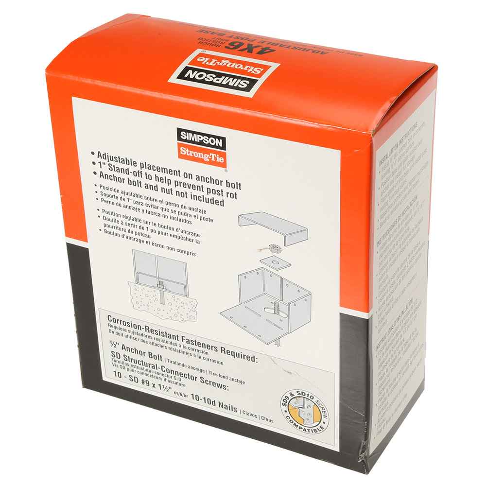 Simpson ABW46RZ Rough Cut 4x6 Adjustable Post Base Zmax Finish image image 3 of 3