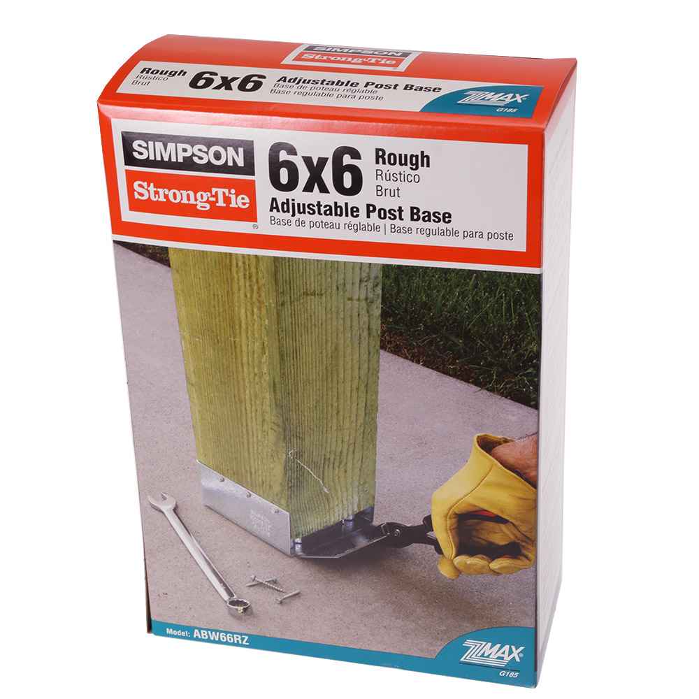 Simpson ABW66RZ Rough Cut 6x6 Adjustable Post Base Zmax Finish image 2 of 3