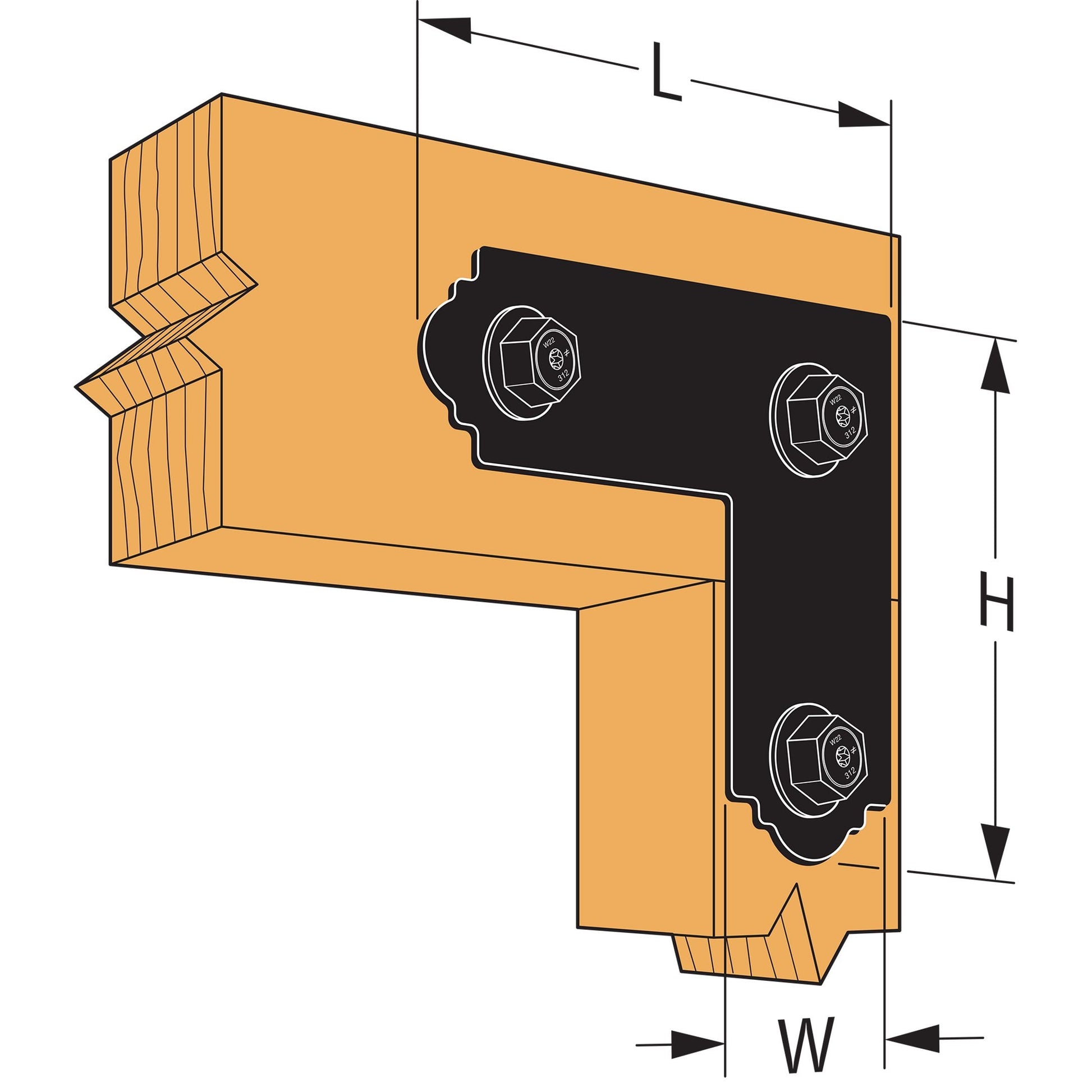 Simpson APL4 Ornamental L Strap Black Powder Coat