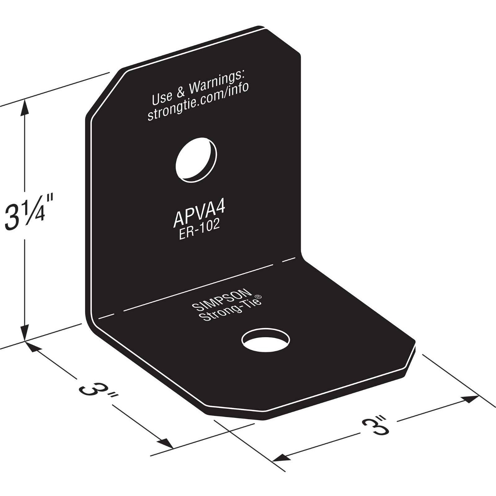 Simpson APVA4 Avant Ornamental Angle Black Powder Coat image 1 of 4 image 2 of 4 image 3 of 4