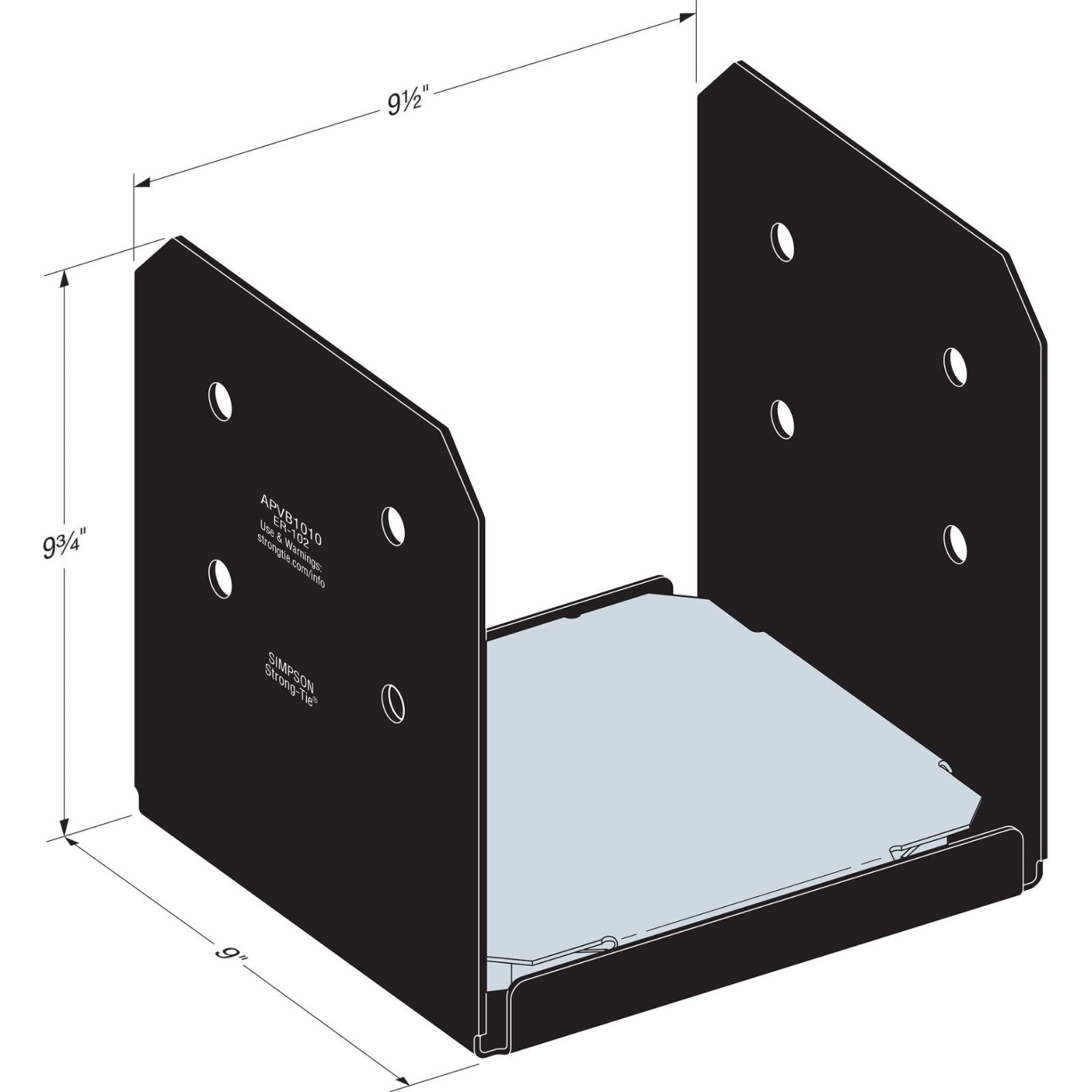 Simpson APVB1010 Avant Ornamental 10x10 Post Base Black Powder Coat image 1 of 4 image 2 of 4 image 3 of 4
