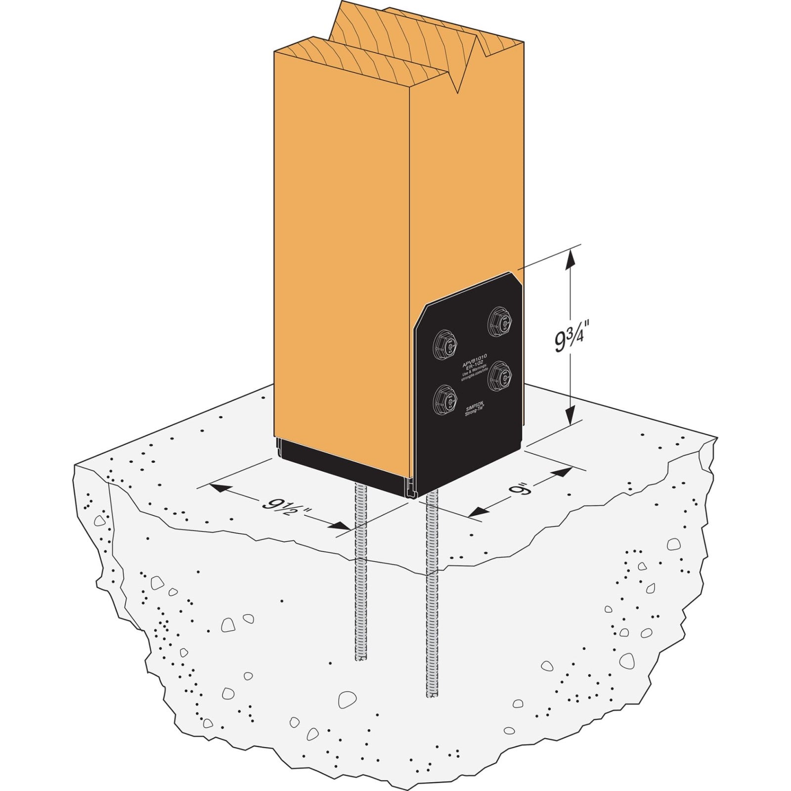 Simpson APVB1010 Avant Ornamental 10x10 Post Base Black Powder Coat image image 4 of 4