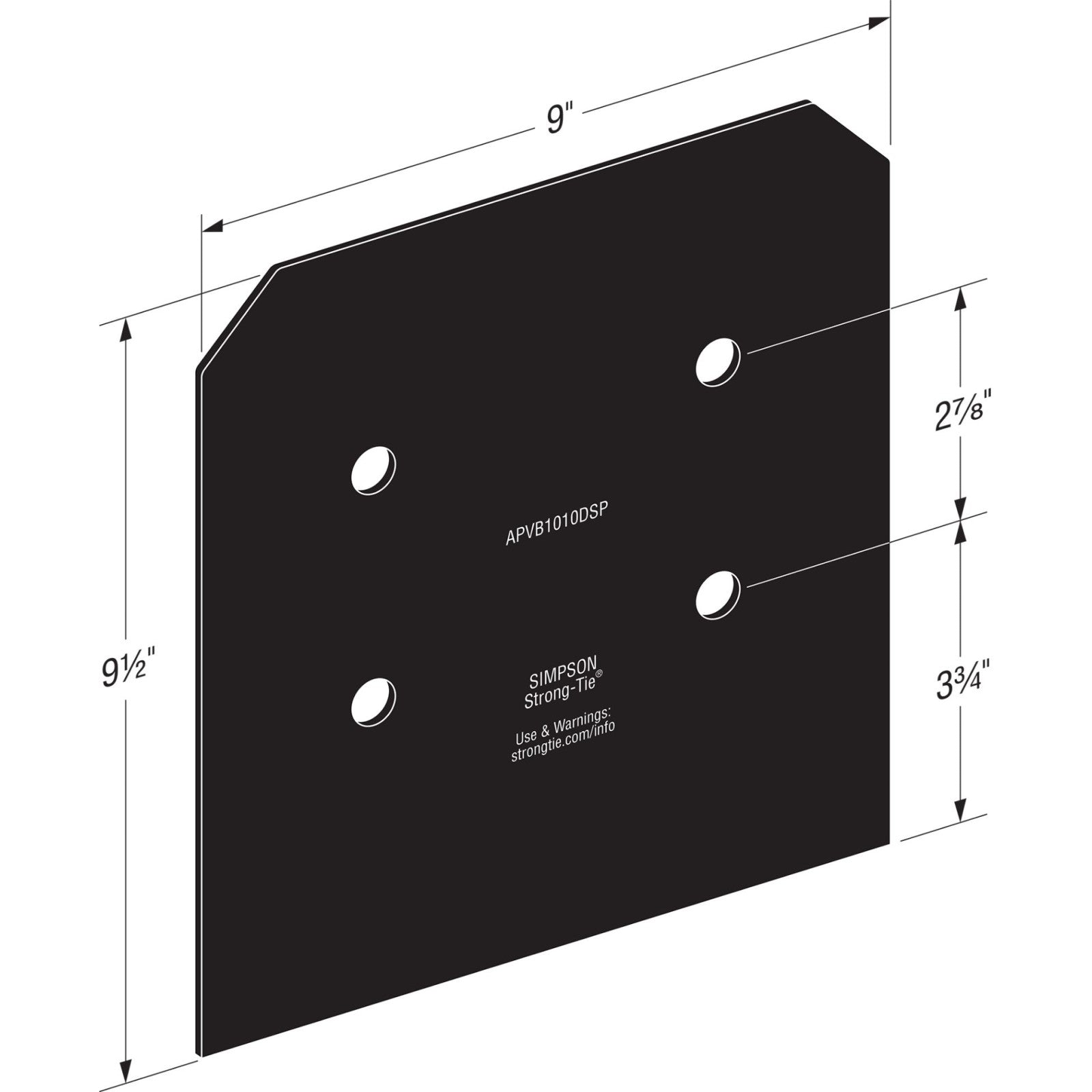 Simpson APVB1010DSP Avant Decorative Post Base Plates Black Powder Coat image 1 of 4 image 2 of 4 image 3 of 4