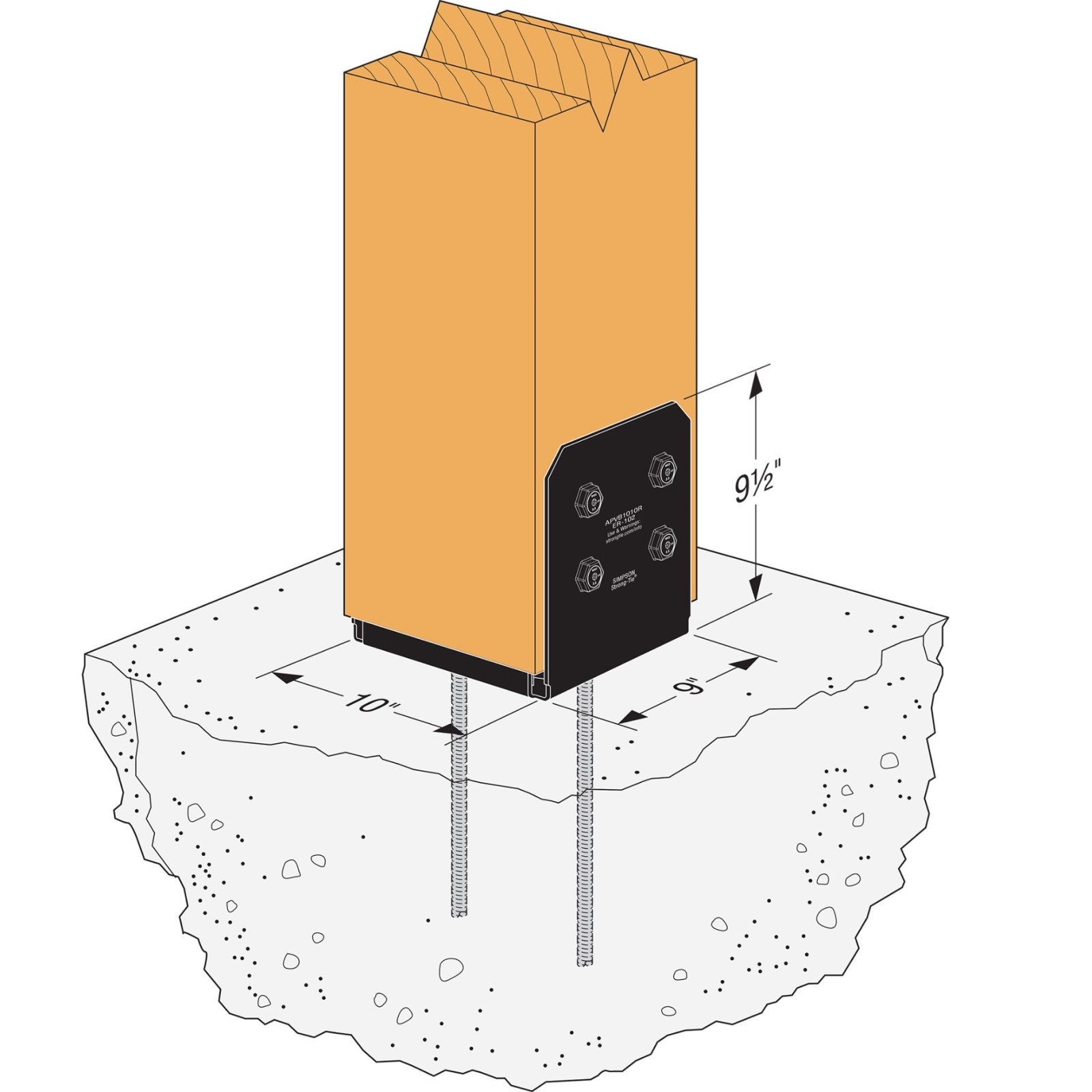 Simpson APVB1010R Avant Rough 10x10 Ornamental Post Base Black Powder Coat image image 4 of 4