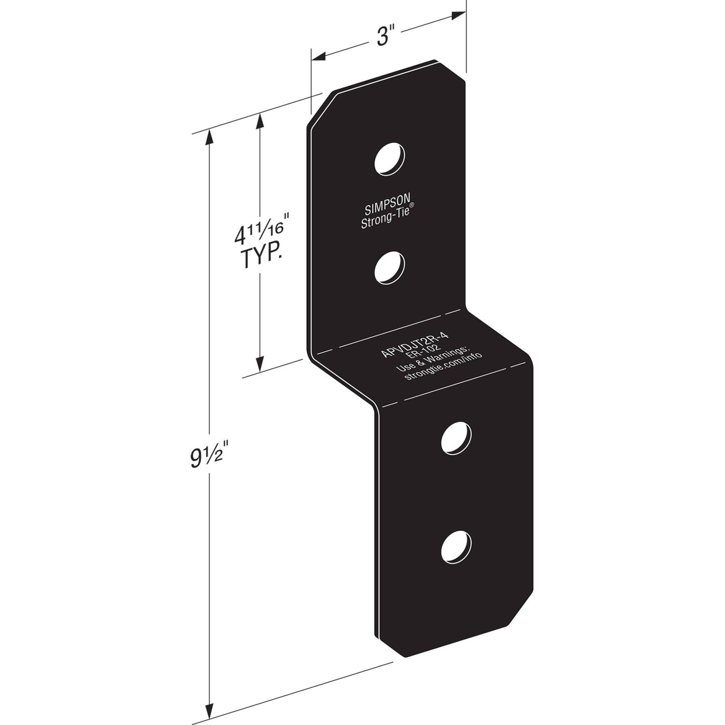 Simpson APVDJT2R4 Avant Ornamental Deck Joist Tie Black Powder Coat image 1 of 4 image 2 of 4 image 3 of 4