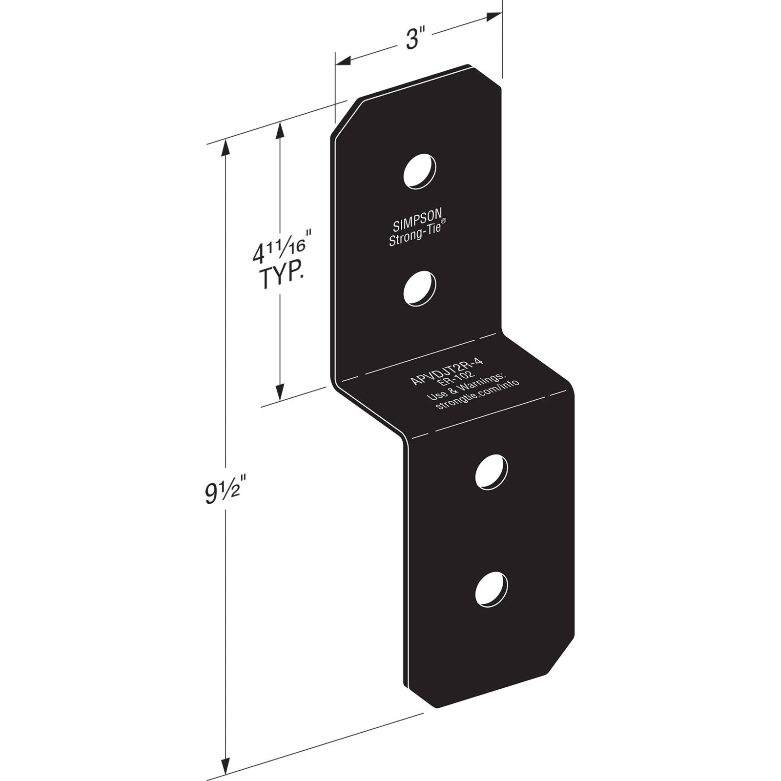 Simpson APVDJT2R4 Avant Ornamental Deck Joist Tie Black Powder Coat image 1 of 4 image 2 of 4 image 3 of 4