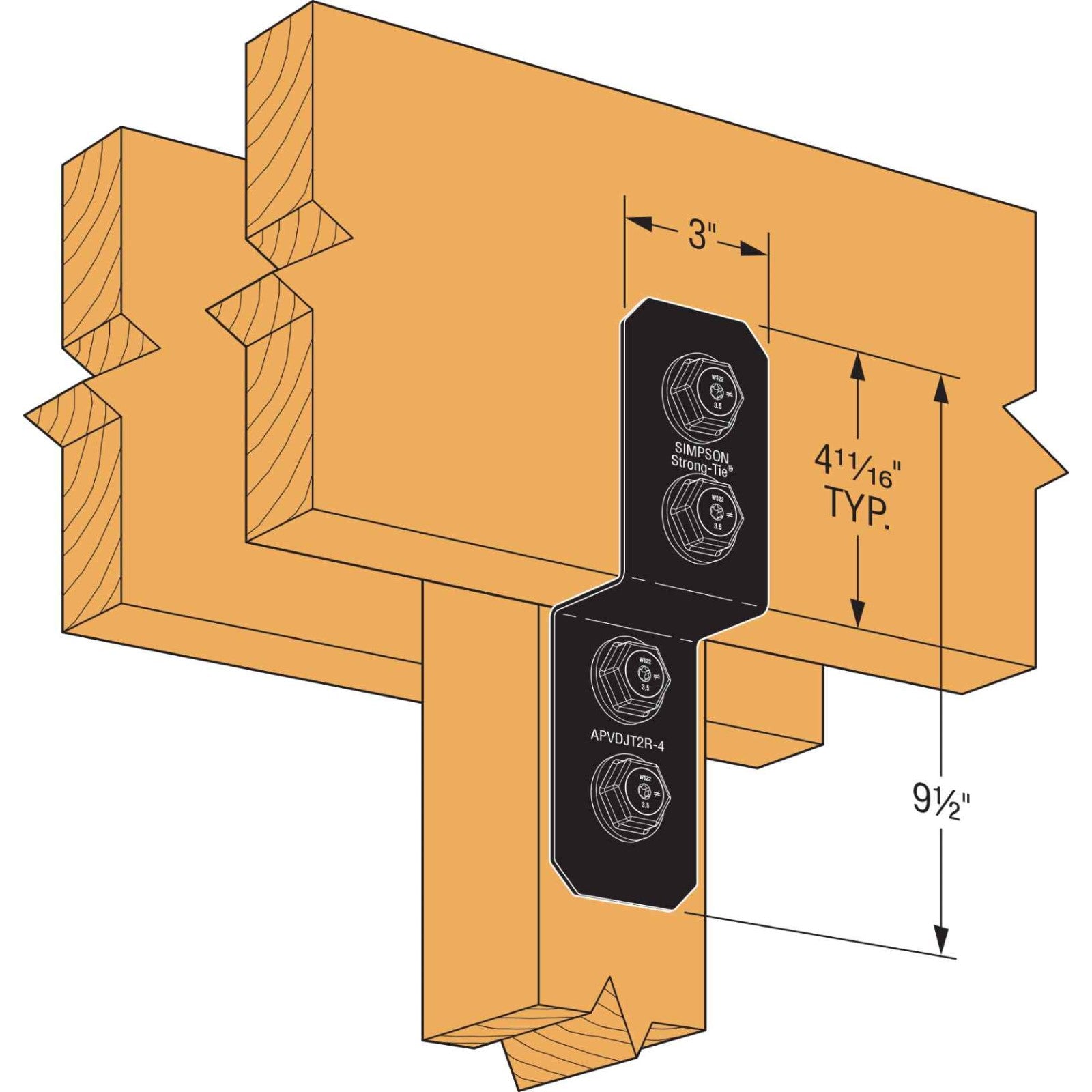 Simpson APVDJT2R4 Avant Ornamental Deck Joist Tie Black Powder Coat image image 4 of 4