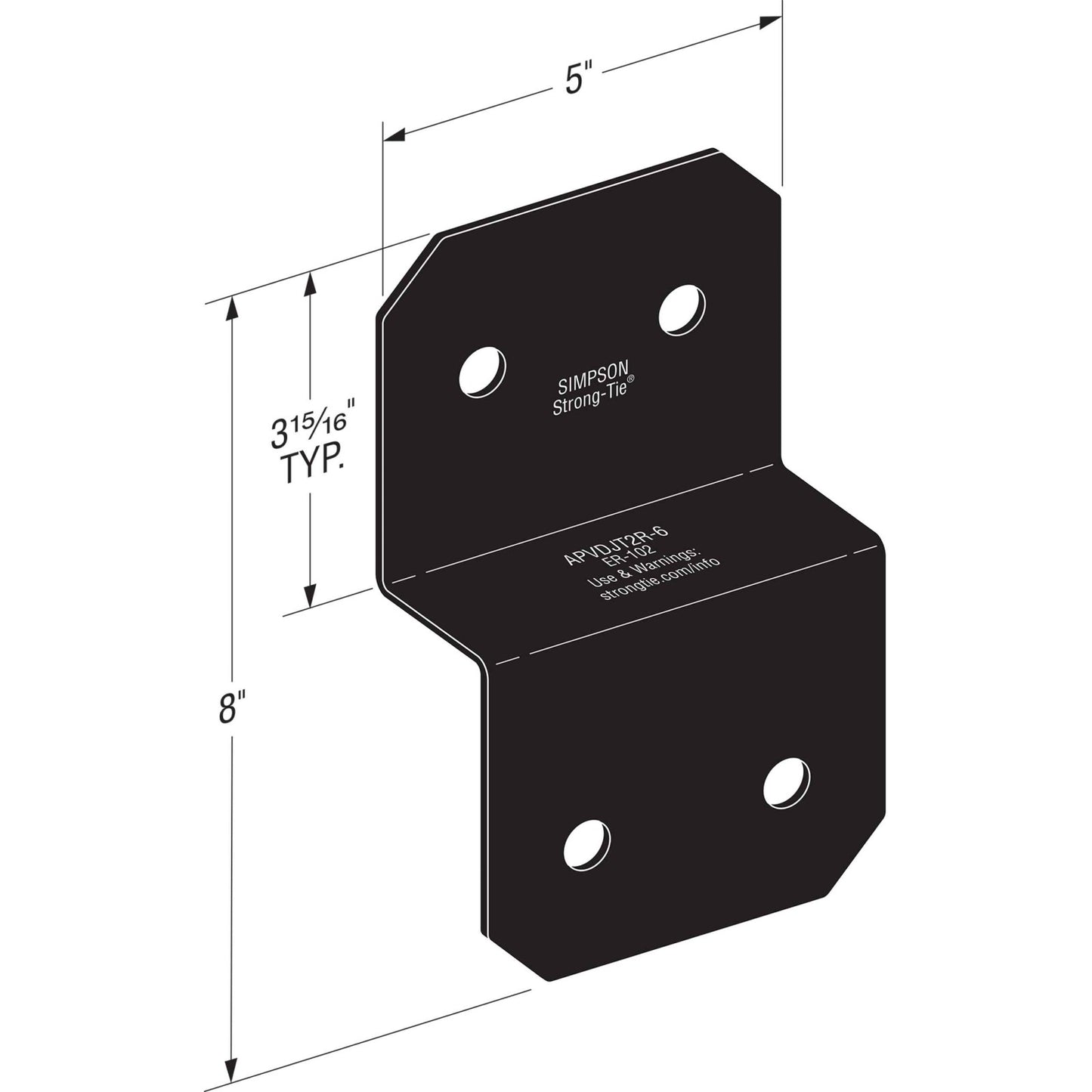Simpson APVDJT2R6 Avant Ornamental Deck Joist Tie Black Powder Coat image 1 of 4 image 2 of 4 image 3 of 4