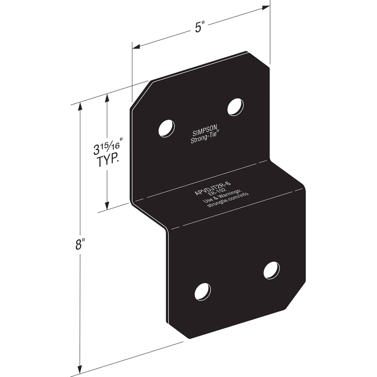 Simpson APVDJT2R6 Avant Ornamental Deck Joist Tie Black Powder Coat image 1 of 4 image 2 of 4 image 3 of 4