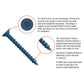 3/16" x 1-1/4" Strong-Tie Flat Head Titen Turbo Screw Anchor, Blue Zinc, Pkg 200