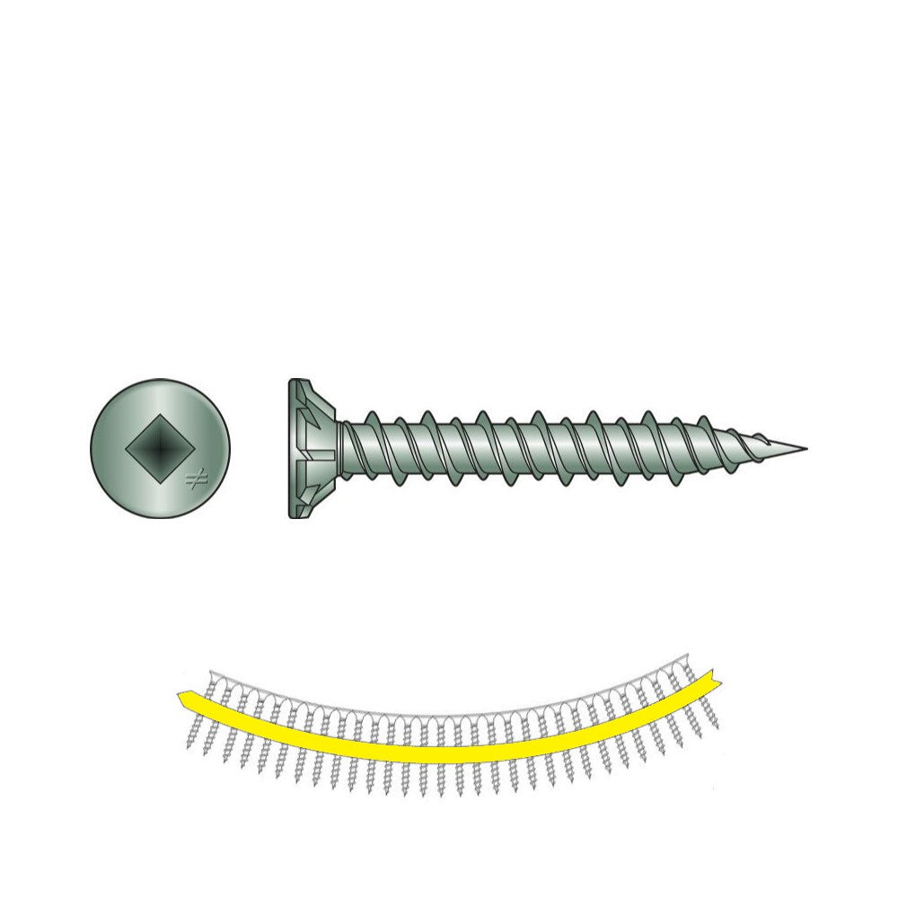 #9 x 114 inch Quik Drive CB3BLGHL Cement Board Screw HighLow Thread C3 Galvanized Pkg 1500 image 1 of 2