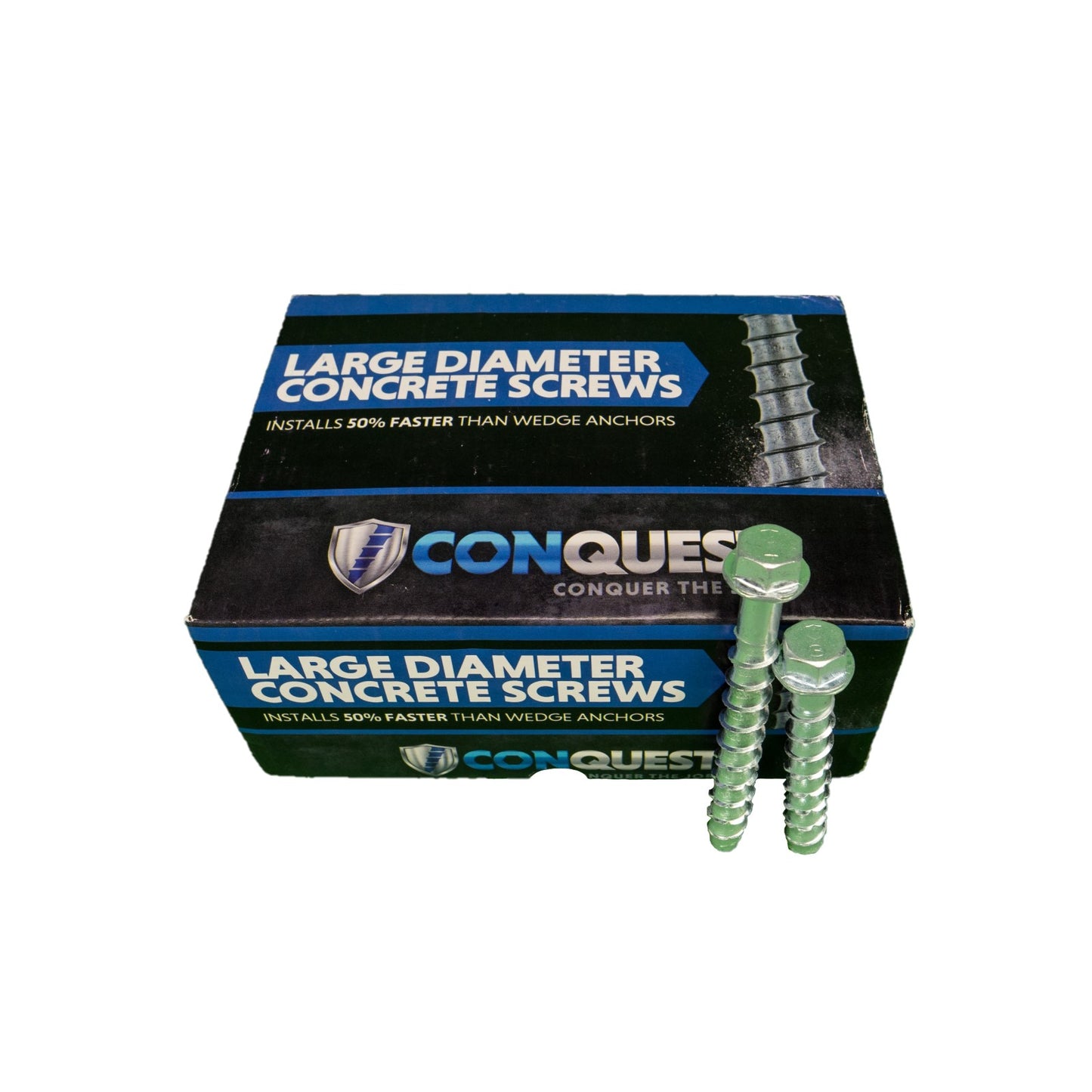 1/4" x 1-7/8" Conquest Large Diameter Concrete Screws - Zinc, Pkg 100