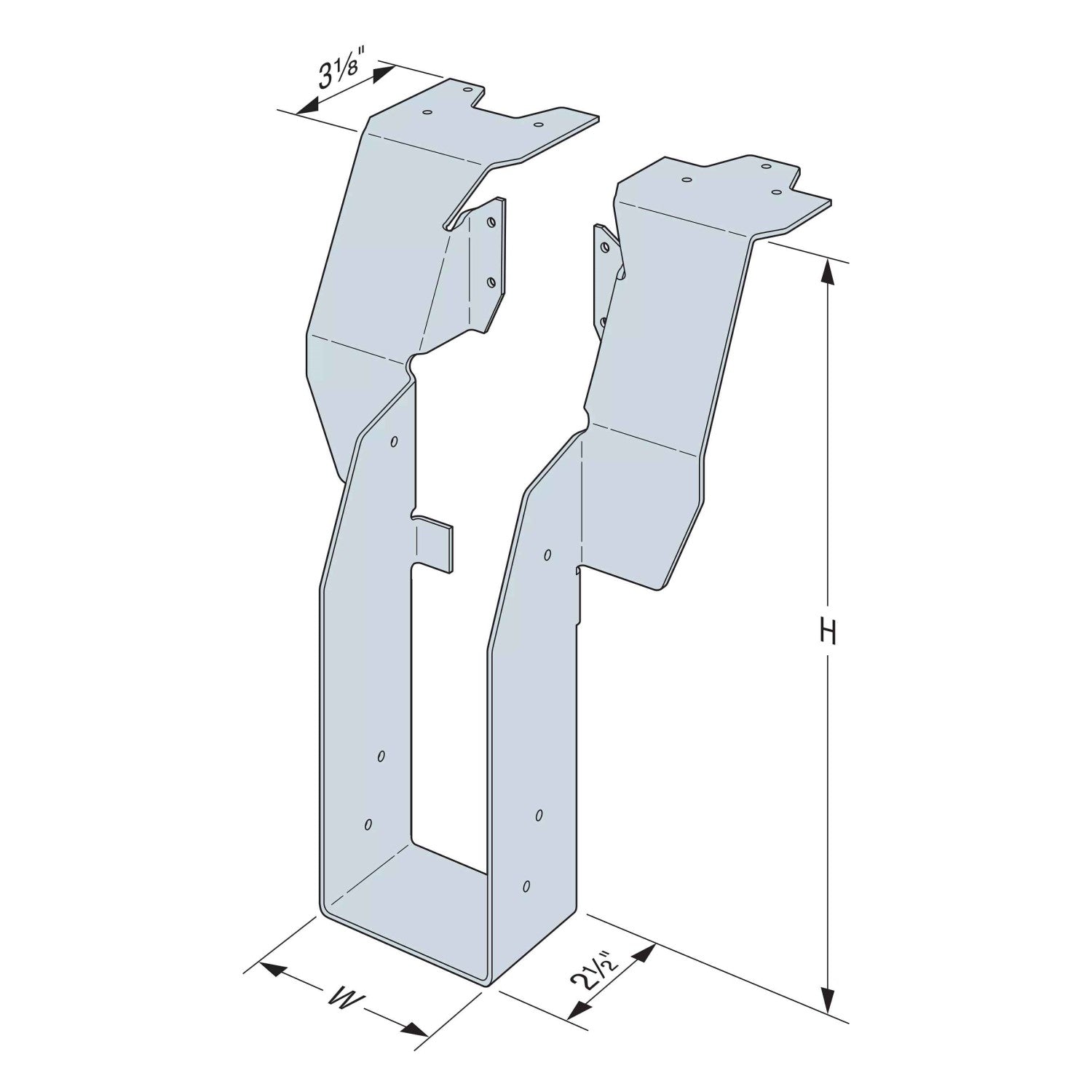 DGT Top Flange Fire Wall Hanger Callout - DGT3.62-11.88 shown