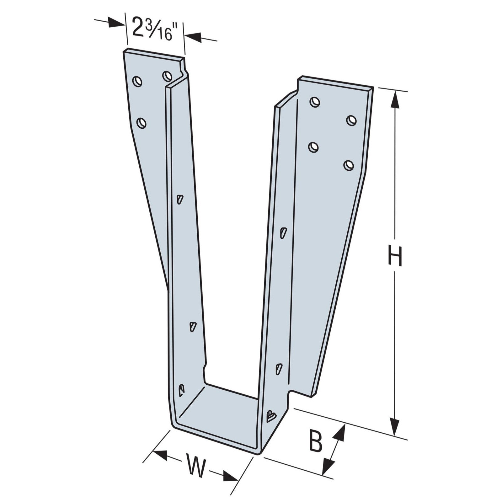 Simpson DHU25616 Drywall Face Mount Hanger wSDS Screws G90 Galvanized image 2 of 2