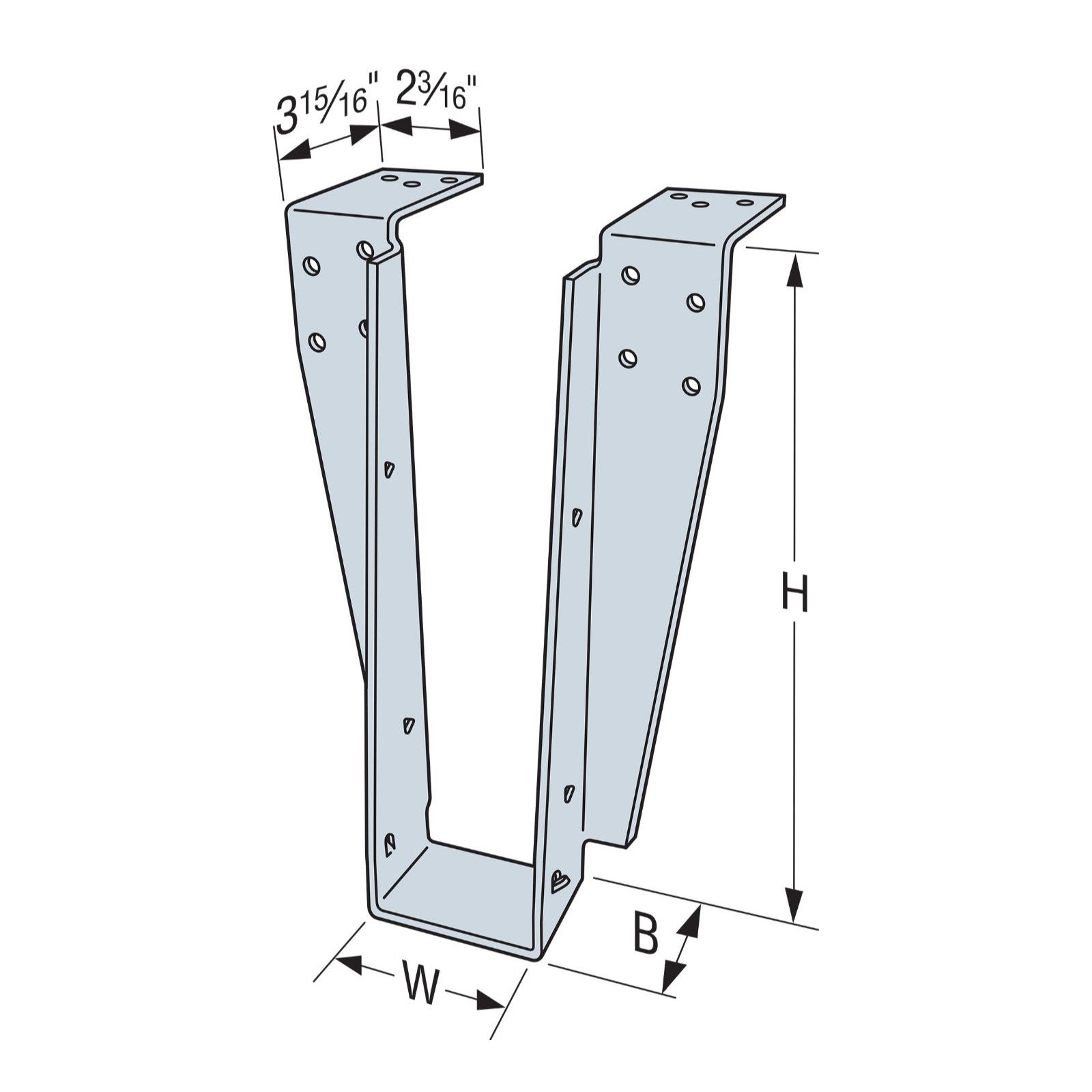 Simpson DHU25695TF Drywall Top Flange Hanger wSDS Screws G90 Galvanized image 2 of 2