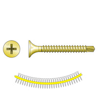 #6 x 114 inch Quik Drive DWFSD SelfDrilling DrywallToCFS Screw Yellow Zinc Pkg 2500 image 1 of 2