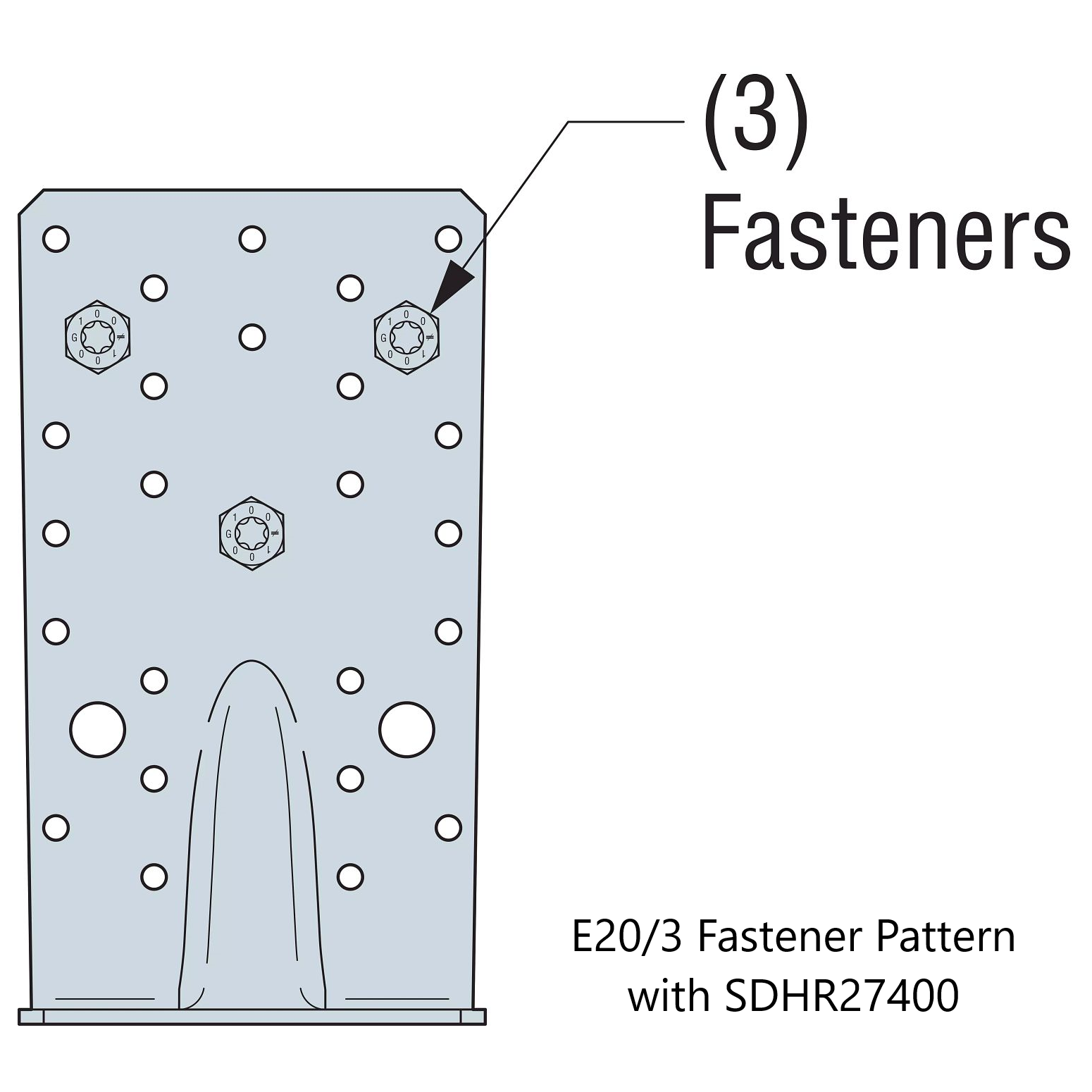 Simpson E20/3 E Angle Bracket for Cross-Laminated Timber Alternate Fastener Pattern