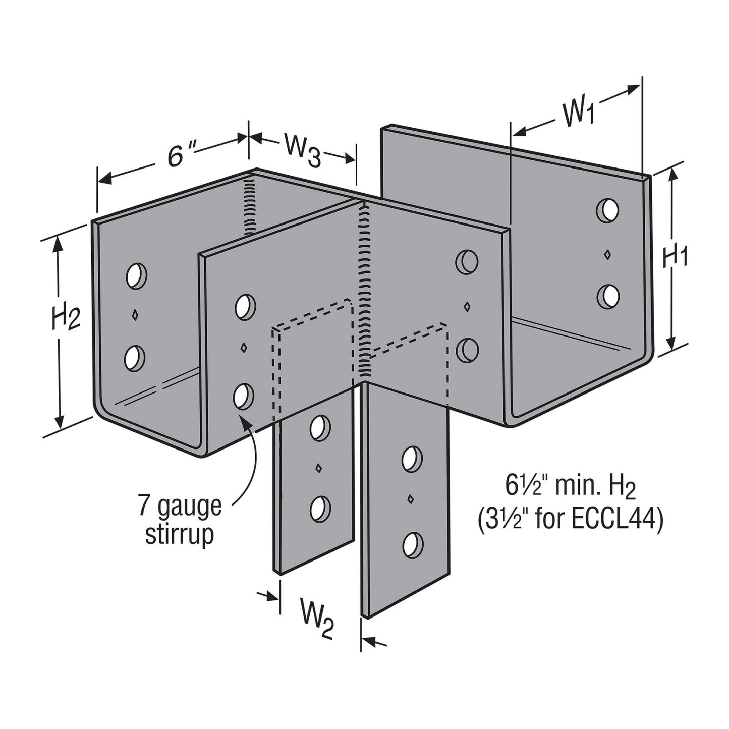 Simpson ECCLL666 6x6x6 L Shaped End Column Cap - Left