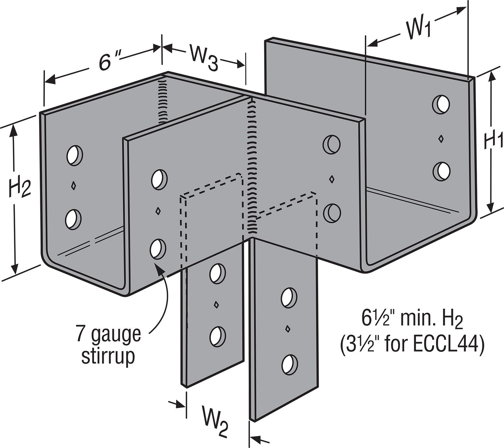Simpson ECCLR444TC Tall Corner End Column Cap Right Direction - Gray P ...