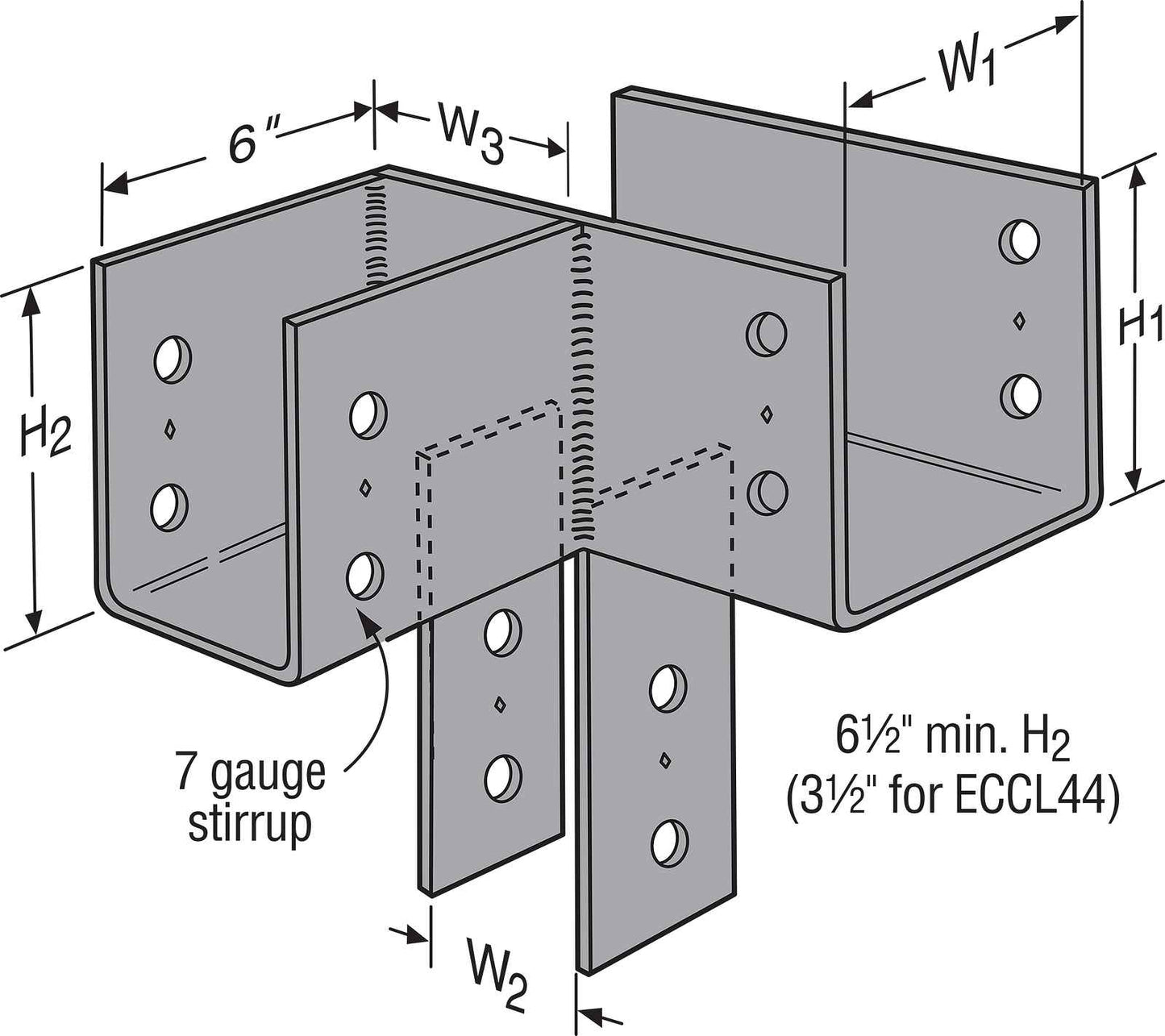 ECCLL Illustration - Left Direction Shown, Order ECCLR for right direction