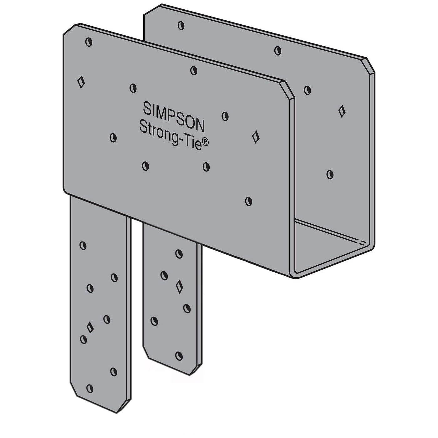 Simpson ECCQ98SDS2.5ROT End Column Cap w/SDS Screws (90 Deg. Rotated Straps) - Gray Paint , Made to Order Non-Returnable