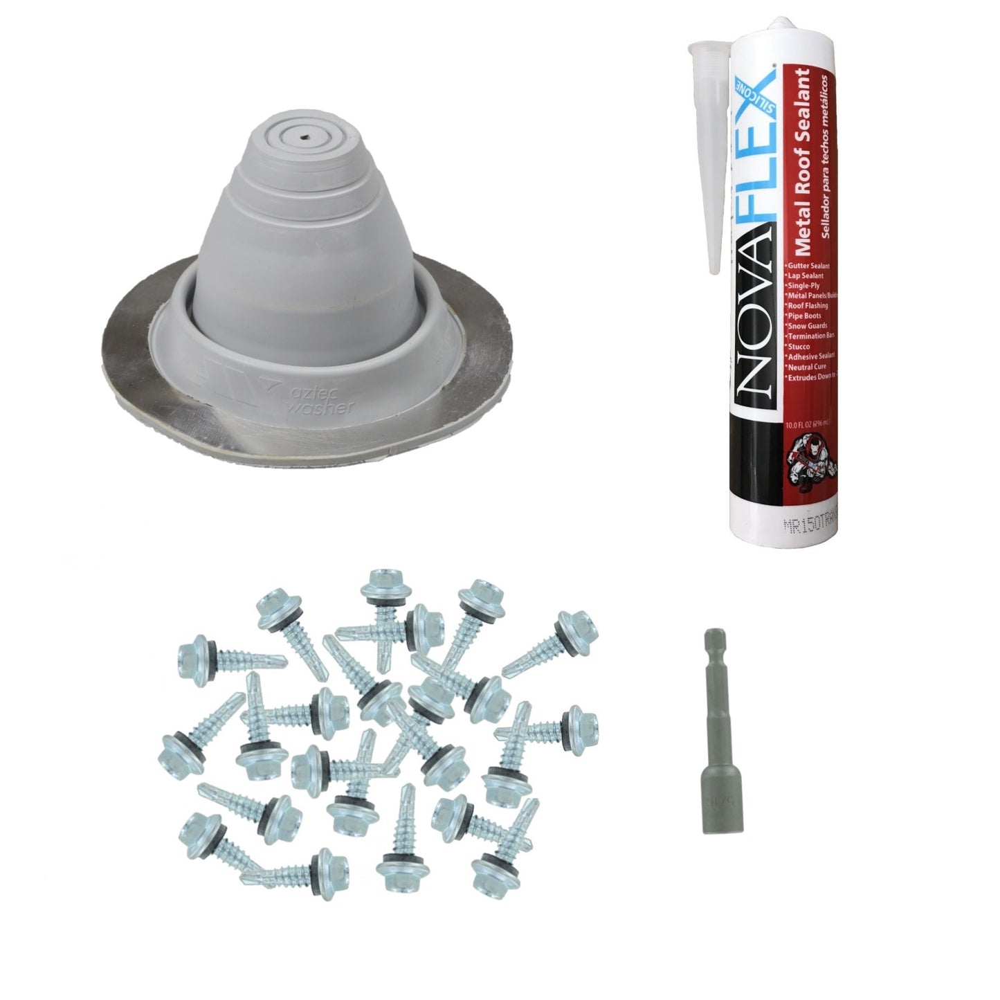 #1 Round EPDM Metal Roof Pipe Boot wInstall Kit Gray