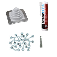 #1 Square EPDM Metal Roof Pipe Boot wInstall Kit Gray