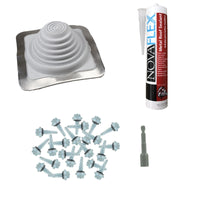#3 Square EPDM Metal Roof Pipe Boot wInstall Kit Gray