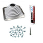 #4 Square EPDM Metal Roof Pipe Boot wInstall Kit Gray